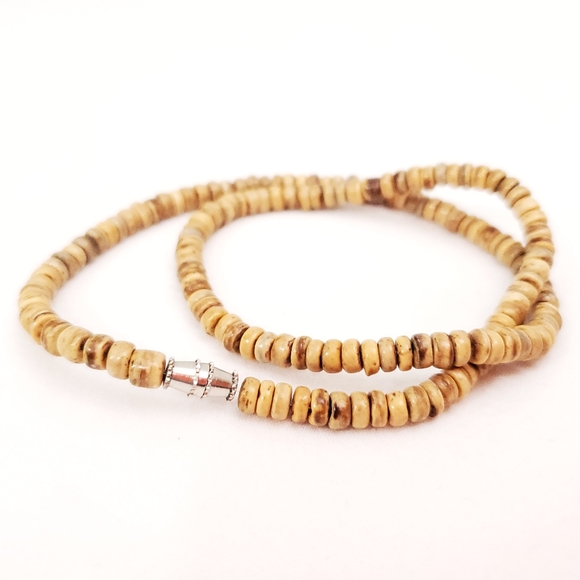 Tan Wood Beaded Necklace - Picture 2 of 4
